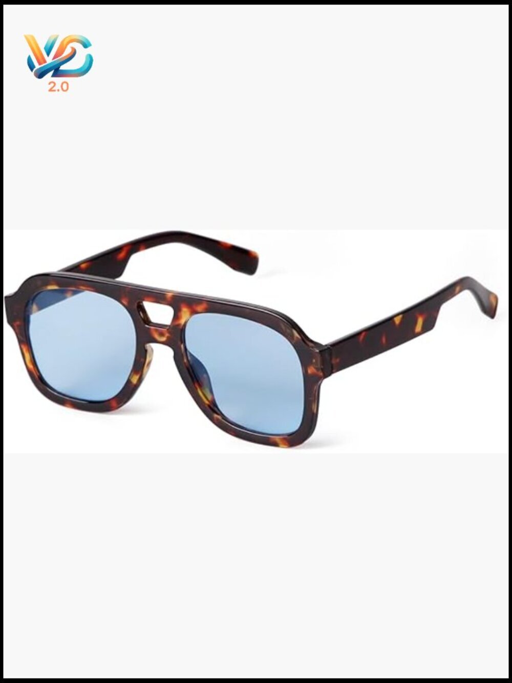 Retro Oversized Square Aviator Sunglasses Trendy Blue Lens Pilot Fashion Sunnies